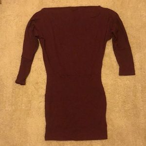 deep red mini dress long sleeve
